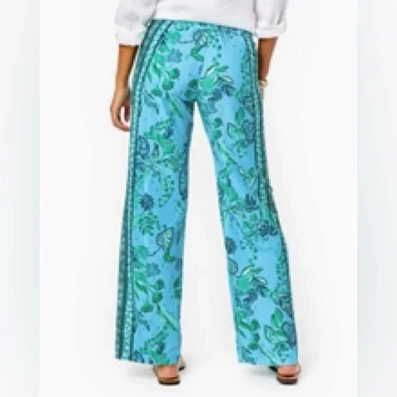 NWT Lilly Pulitzer Bal Harbour Palazzo Pants Plant One On You Size Medium 32x33 - Picture 4 of 8